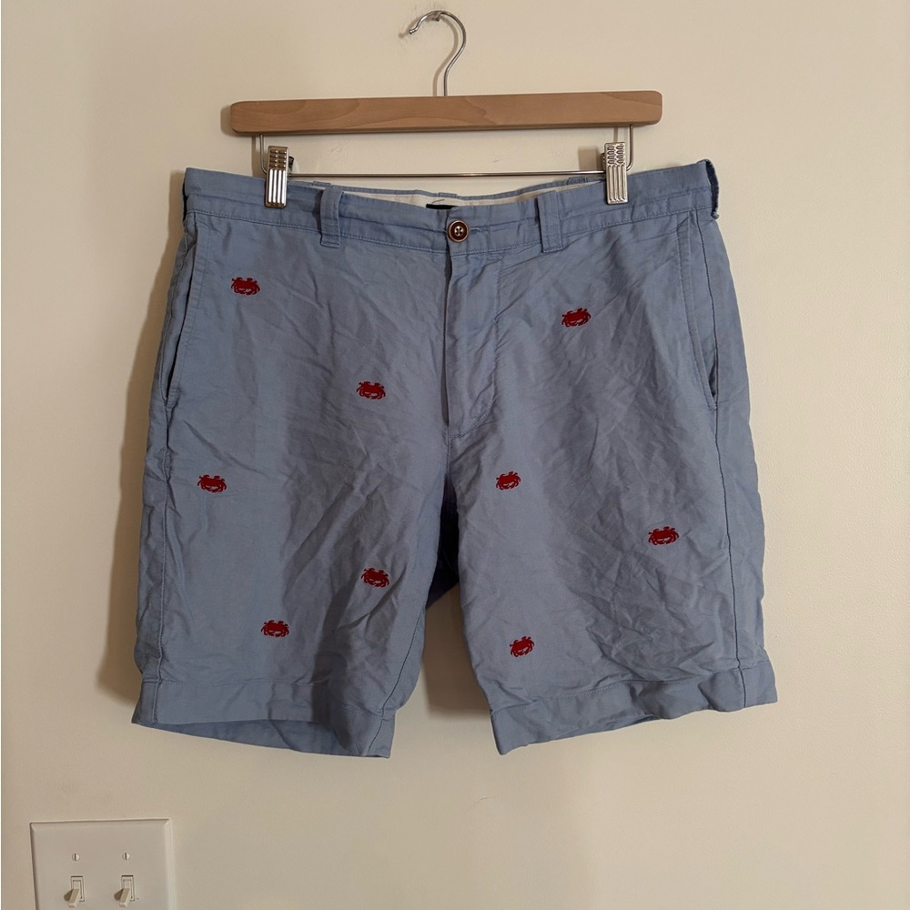 J. Crew Light Blue Shorts with Red Embroidery Crabs